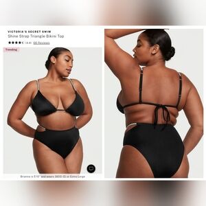Victoria's secret very sexy shine strap triangle swim bikini top BLACK XLARGE